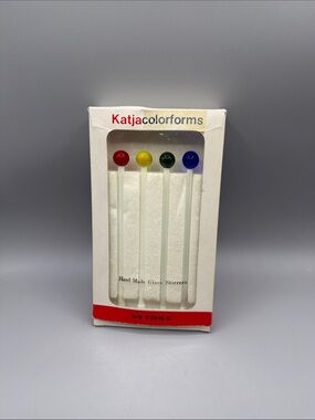 Katja Colorforms Hand Made Glass Stirrers - Multicolor Towle No. 7120 Small Ball